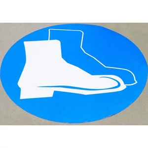 Padlójelölő matrica kör Lábvédő használata kötelező PVC 400mic