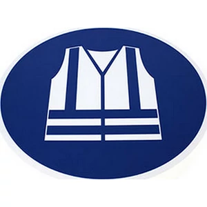 Padlójelölő matrica kör Láthatósági mellény használata kötelező