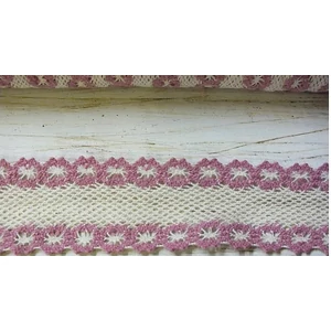 Szalag csipke vintage pink 4cmx10m Pamut Szalag csipke vintage
