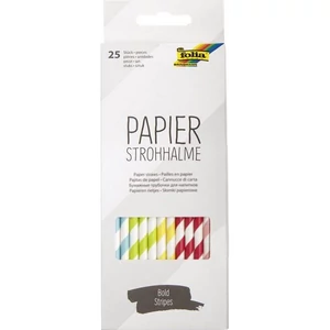 Papír szívószálak 20cm 25db/csomag nyomtatott merész csíkokkal