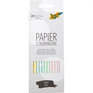 Papír szívószálak 20cm 25db/csomag nyomtatott pasztell pöttyökkel