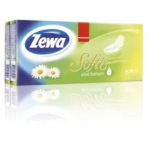 Papírzsebkendő 4 rétegű, 10x9db ZEWA Softis aloe balsam KHHZ22