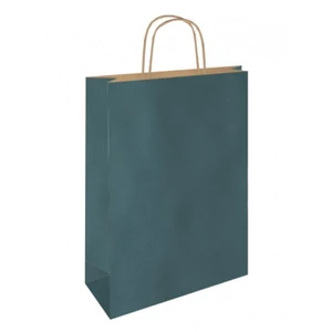 Papírtasak sodrott füles 22 22x31x10cm, sötétkék Ajándék csomagoló díszzacskó