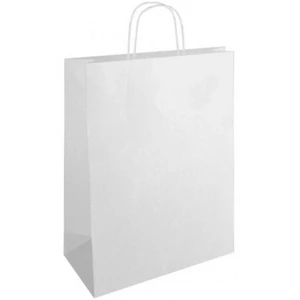 Ajándéktasak sodrott füles 26 26x35x12cm, fehér Ajándék csomagoló díszzacskó