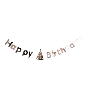 Party Banner Happy Birthday Ezüst, fólia felirat 2,5 m