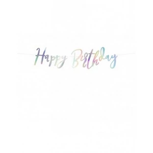 Party banner Happy Birthday irizáló 16,5x62cm