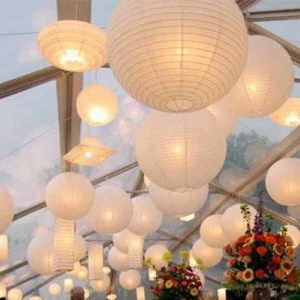 Party dekor lampion gömb papír, csipkés 20cm