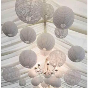Party lampion dekor gömb papír, csipkés 25cm