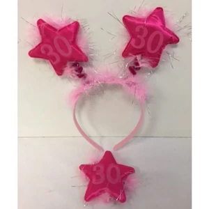 Party fejdísz évszámos pink kitűző+fejdísz, 30-as szám [5997446746577]