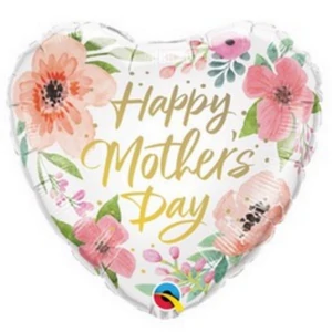 Partylufi fólia 18 inch-es Mother's Day Pink Floral Anyák Napi Szív fólia Partylufi