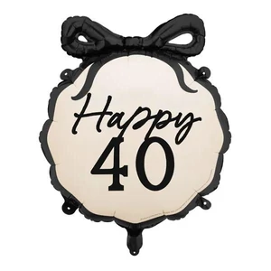 Party fólia lufi 40. évszámos masnis 45cm Happy  felirattal