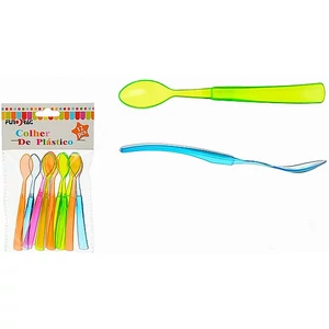 Party kiskanál Garfo de Plastico vastagított véggel 12db-os vegyes színű party kellék