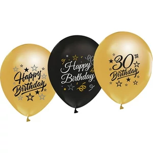 Partylufi évszámos 30 5db/csomag, fekete és arany szín