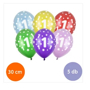 Party Lufi évszámos 5db/csomag, vegyes színekben metál 1-es