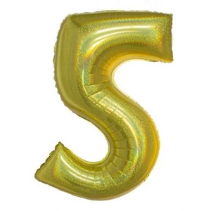 Partylufi fólia 102cm 40" hologrammos arany, 5-ös szám