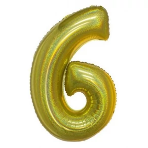 Partylufi fólia 102cm 40" hologrammos arany, 6-os szám
