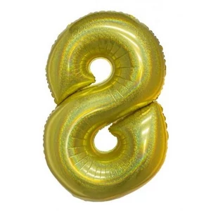 Partylufi fólia 102cm 40" hologrammos arany, 8-as szám