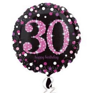 Party lufi fólia 18 inch-es 30-as Happy Birthday Pink Celebration Prismatic Születésnapi Fólia