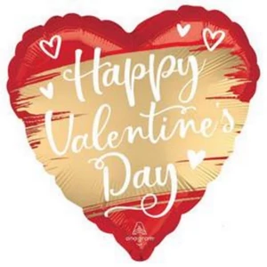 Partylufi fólia 18inch 45cm, Happy Valentines Day arany-piros Luxe szív alakú, Valentin napra
