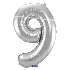 Partylufi fólia 86cm 9-es szám, ezüst
