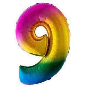 Partylufi fólia 40"-102cm Szivárvány 9-es szám 85528 Fólia Léggömb+hélium