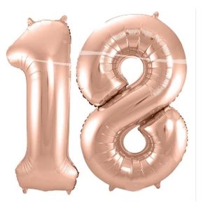 Partylufi fólia 86cm 18-as szám, rosegold
