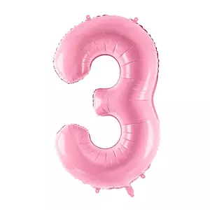 Party Lufi fólia 86cm 3.születésnapra rózsaszín