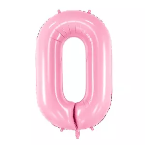 Party Lufi fólia 86cm 0-ás, rózsaszín