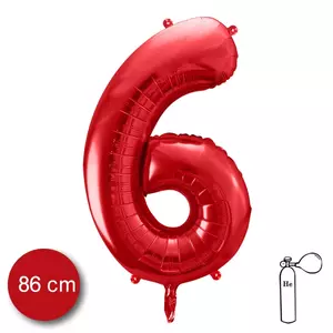 Party Lufi fólia 86cm 6.szám születésnapra piros