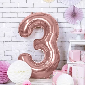 Partylufi fólia 86cm 3.szám születésnapra rosegold