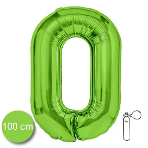 Partylufi fólia 100cm 0.szám születésnapra zöld
