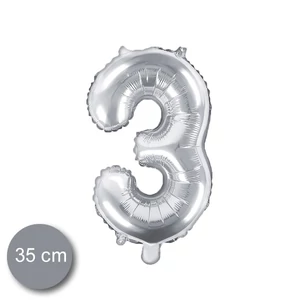 Party Lufi fólia 35cm 3-as szám, ezüst