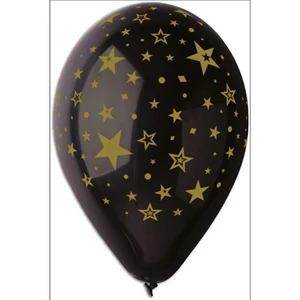 Party Lufi Happy Birthday 10db/csomag 30cm Fekete csillagos