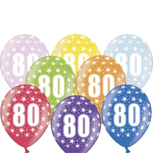 Partylufi mintás évszámos (80) metál metál, 5 db/cs/vegyes színekben