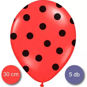Party Lufi pöttyös 30cm 5db/csomag, piros színű fekete pöttyös