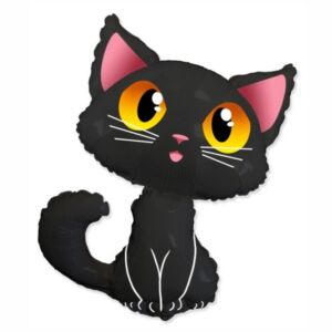 Party lufi fólia 24"-es nagy alakú, fekete cica 