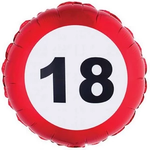 Party Lufi szülinapi 18"-46cm 18-as Sebességkorlátozó tábla mintás Fólia Léggömb+hélium