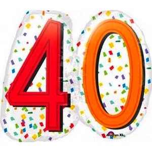 Partylufi szülinapi 25x23 63x58cm, 40-es Rainbow Happy Birthday Számos Super Shape fólialufi +hélium