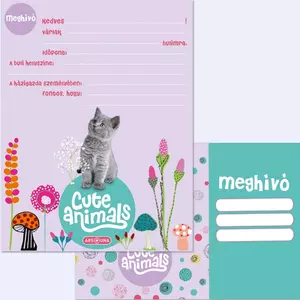 Party meghívó Ars Una 24' borítékkal Cute Animals-kitten (5368) 50223688
