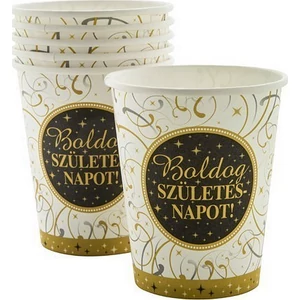 Party pohár Elegáns Boldog születésnapot! 6db/cs.