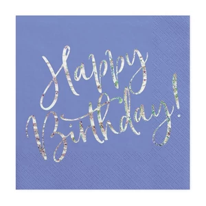 Szalvéta navy blue, happy birthday, 20 db, 33x33