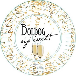 Party tányér 23cm Boldog Új évet