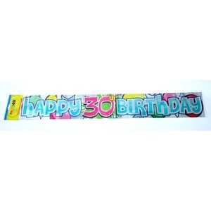Party banner szülinapi felirat Happy Birthday 30-as 3, 6m