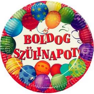 Party tányér 23cm Boldog szülinapot! 6db/csomag léggömbös