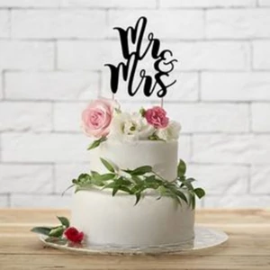 Party torta dísz Mr. és Mrs. Fekete Tortadísz Pálcán
