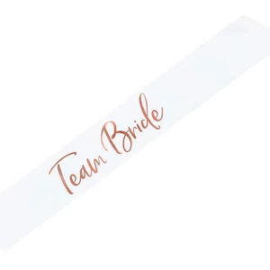 Party Vállszalag fehér Team Bride, 75cm rose gold betűkkel