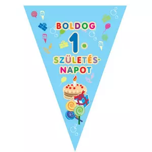 Party zászló fűzér évszámos 1.születésnapra, kék