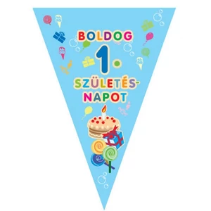 Party zászló fűzér évszámos 1.születésnapra, kék