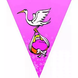 Party banner babás 10db zászlóval, baba születésre, rózsasz