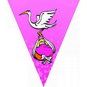 Party banner babás 10db zászlóval, baba születésre, rózsasz